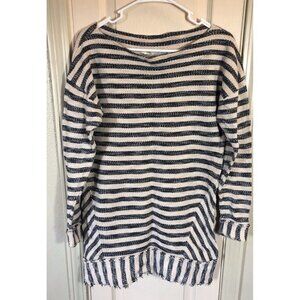 Soft Surroundings Womens Med Marina Nautical Stripe Tunic Pullover Sweater